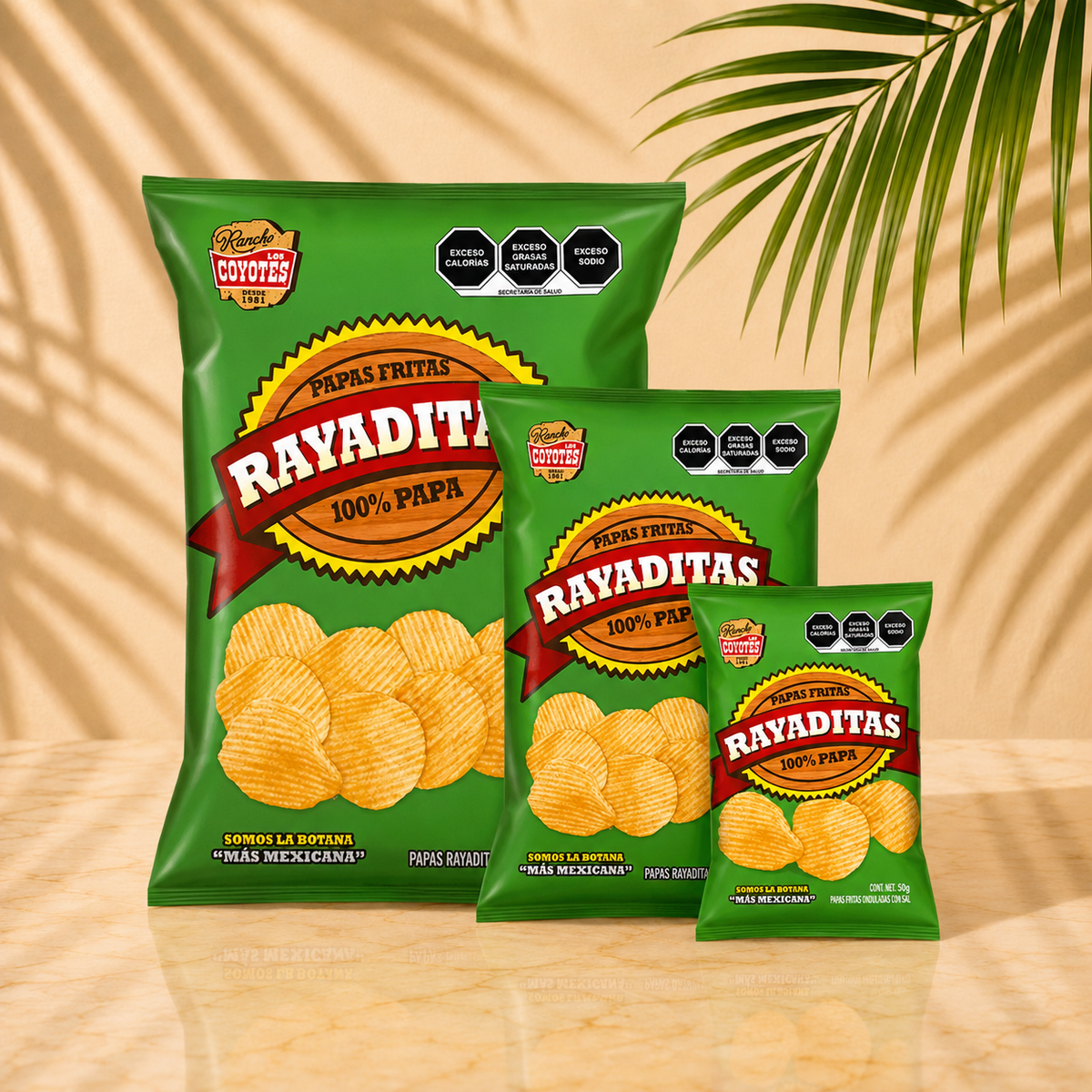 LOS COYOTES PAPAS FRITAS RAYADITAS CONT NET 55gr